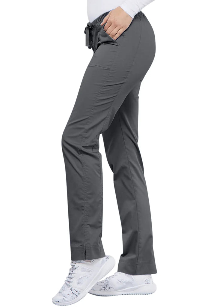 Cherokee Scrubs Women's Mid Rise Slim Straight Drawstring Pant Pewter | scrub-supply.com