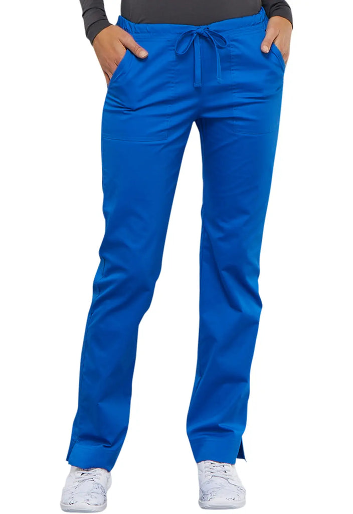 Cherokee Scrubs Mid Rise Slim Straight Drawstring Pant Royal Blue | scrub-supply.com