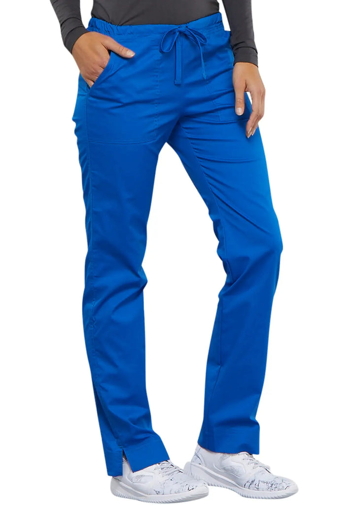 Cherokee Scrubs Women's Mid Rise Slim Straight Drawstring Pant Royal Blue | scrub-supply.com