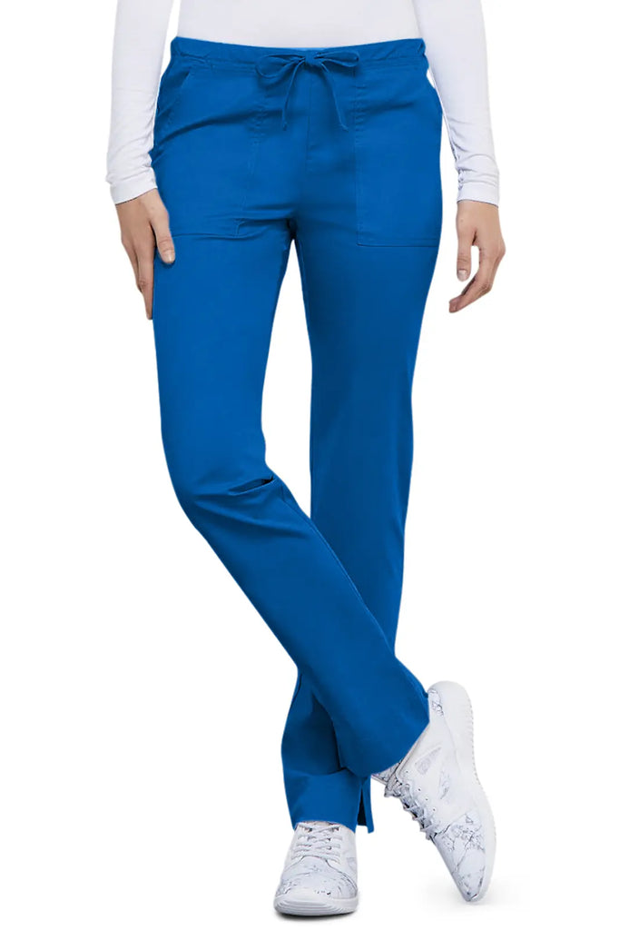 Cherokee Scrubs Women's Mid Rise Slim Straight Drawstring Pant Royal Blue | scrub-supply.com