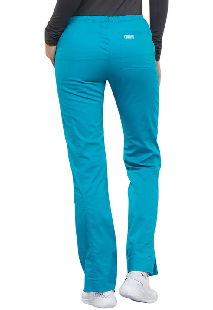 Cherokee Scrubs Mid Rise Slim Straight Drawstring Pant Teal | scrub-supply.com