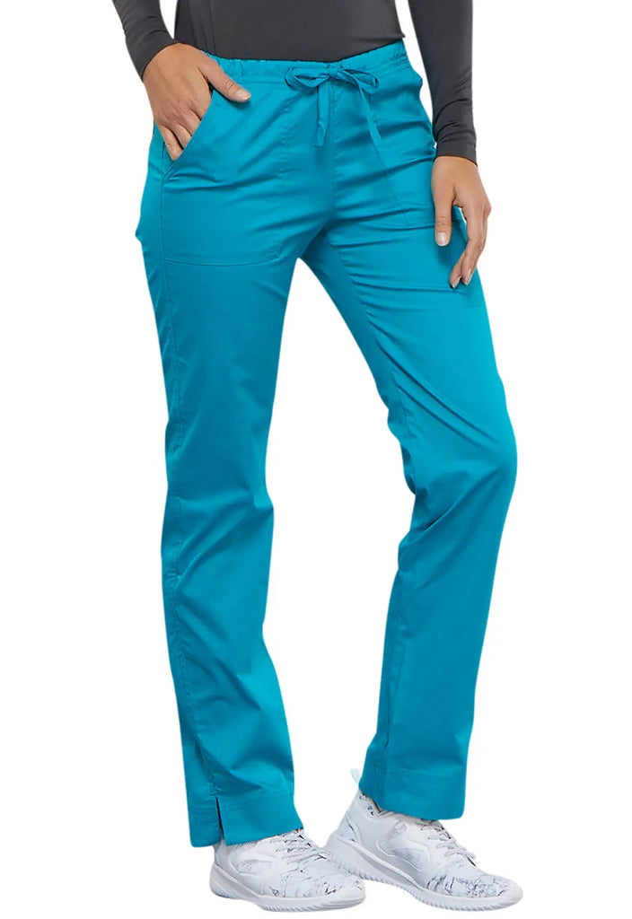 Cherokee Scrubs Mid Rise Slim Straight Drawstring Pant Teal | scrub-supply.com