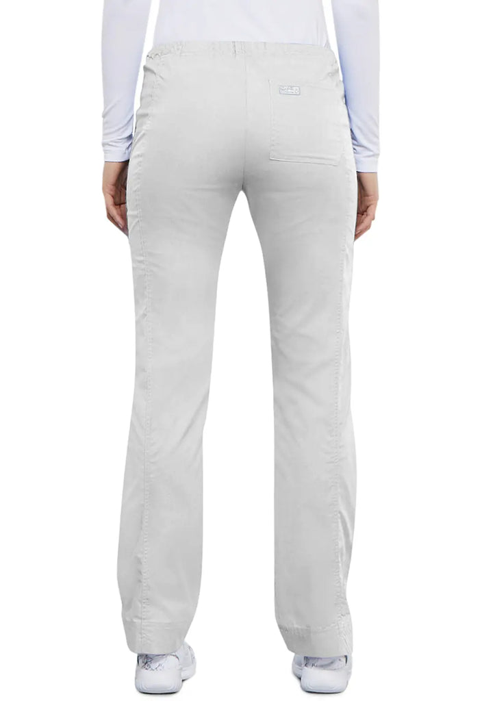 Cherokee Scrubs Women's Mid Rise Slim Straight Drawstring Pant White | scrub-supply.com