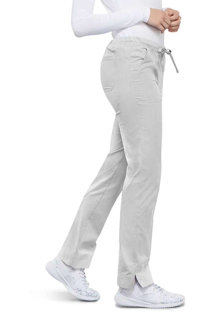 Cherokee Scrubs Women's Mid Rise Slim Straight Drawstring Pant White | scrub-supply.com