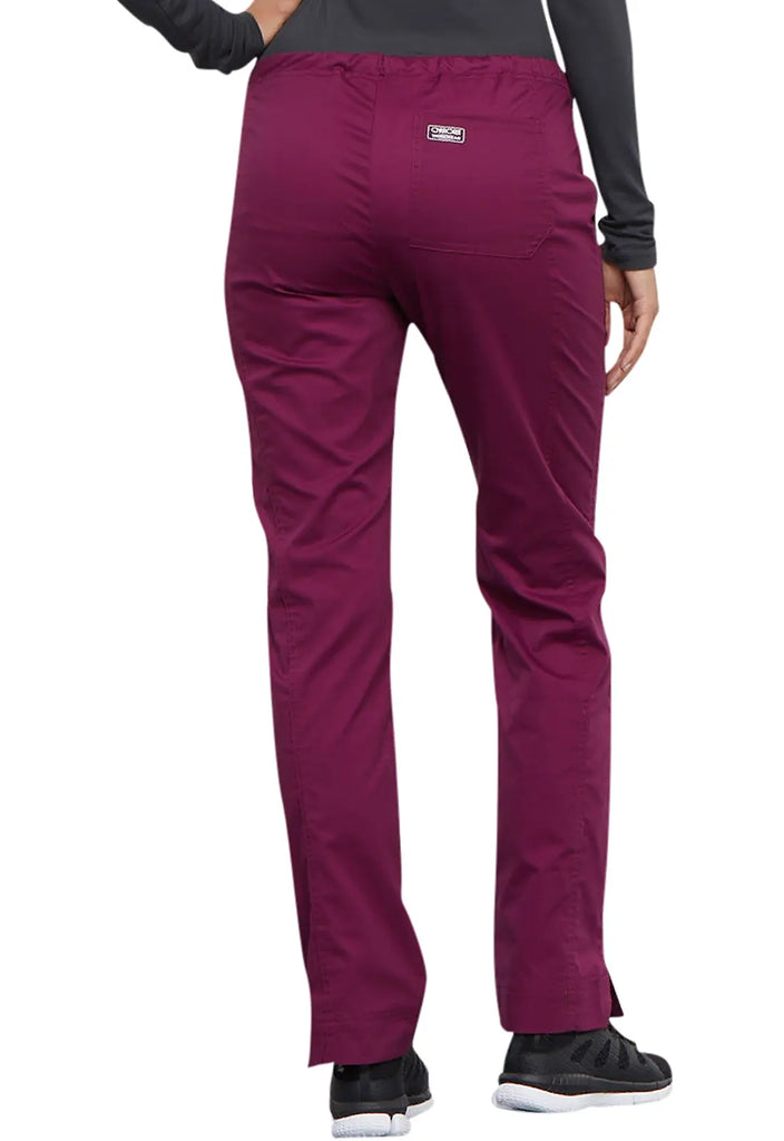 Cherokee Scrubs Women's Mid Rise Slim Straight Drawstring Pant Wine | scrub-supply.com