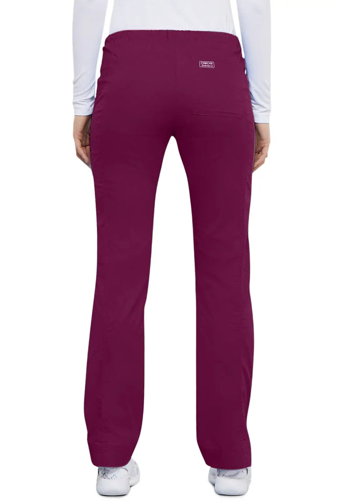 Cherokee Scrubs Women's Mid Rise Slim Straight Drawstring Pant Wine | scrub-supply.com