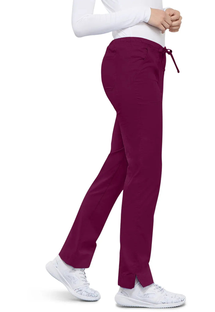 Cherokee Scrubs Women's Mid Rise Slim Straight Drawstring Pant Wine | scrub-supply.com