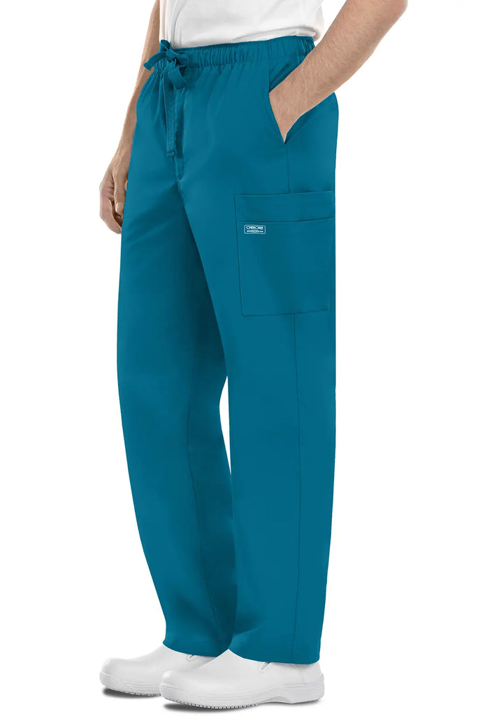 Cherokee Scrubs Women's Men's Fly Front Cargo Pant Caribbean Blue | scrub-supply.com