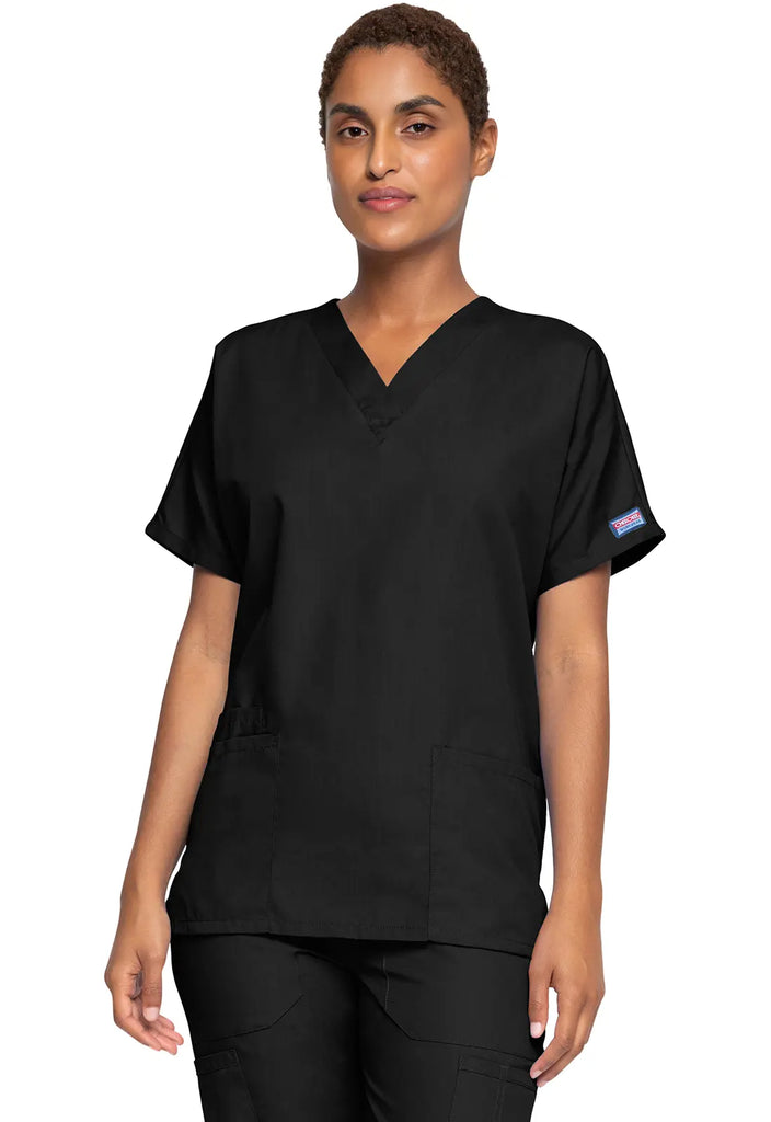 Cherokee Scrubs Women's 3-Pocket V-Neck Top Black | scrub-supply.com