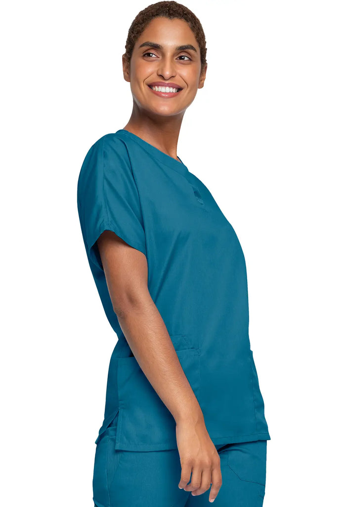 Cherokee Scrubs Women's 3-Pocket V-Neck Top Caribbean Blue | scrub-supply.com