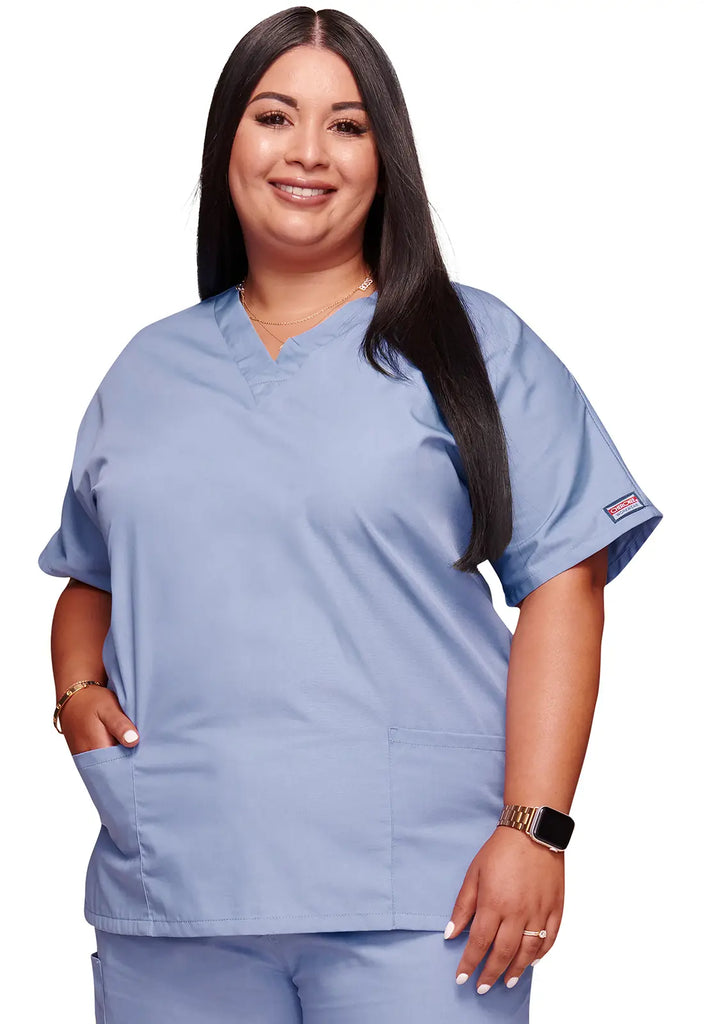 Cherokee Scrubs 3-Pocket V-Neck Top Ceil Blue | scrub-supply.com