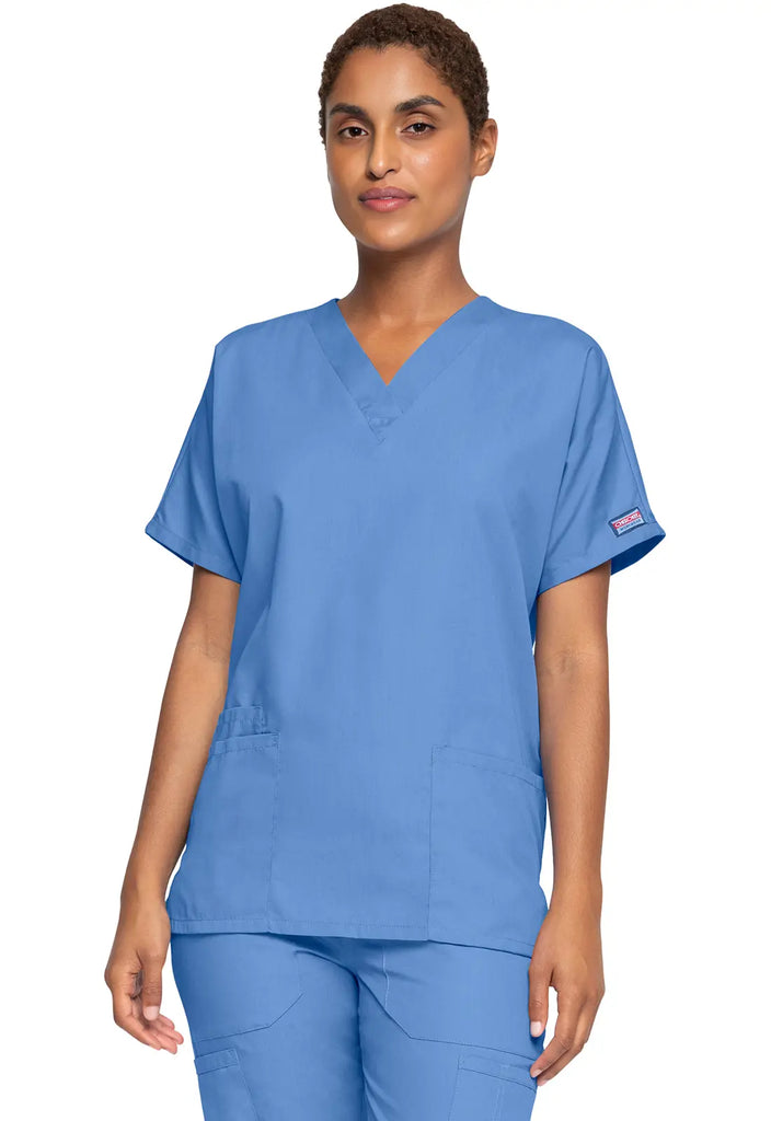 Cherokee Scrubs Women's 3-Pocket V-Neck Top Ceil Blue | scrub-supply.com