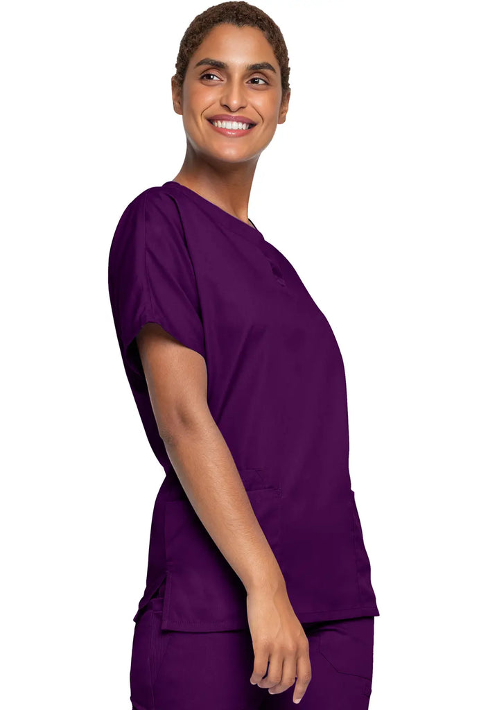 Cherokee Scrubs Women's 3-Pocket V-Neck Top Eggplant | scrub-supply.com