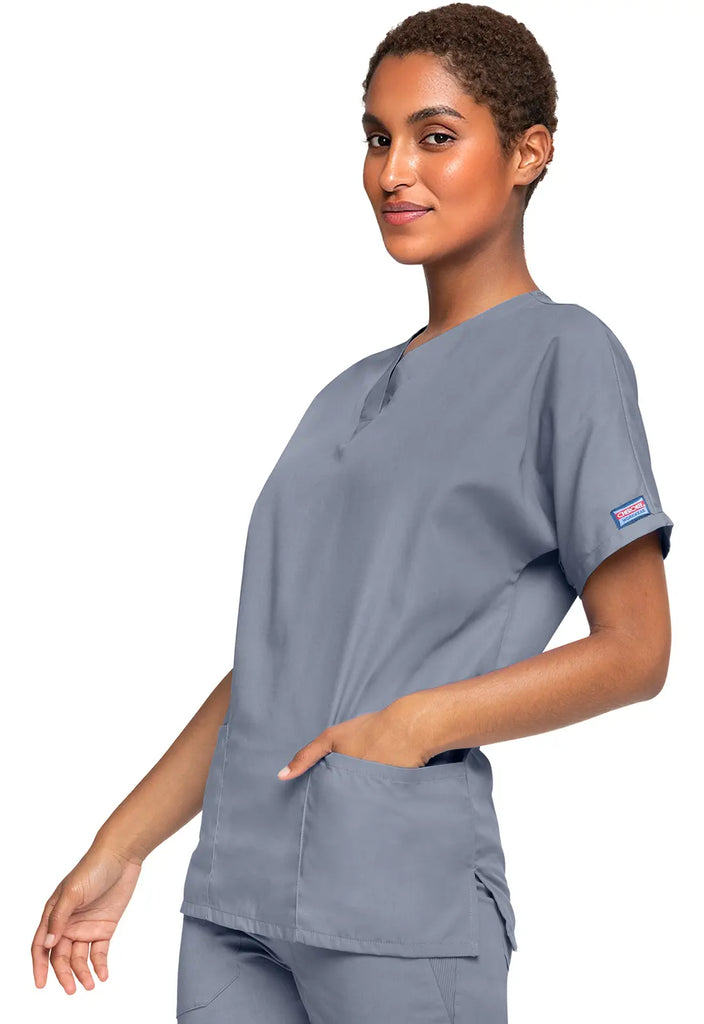 Cherokee Scrubs Women's 3-Pocket V-Neck Top Grey | scrub-supply.com