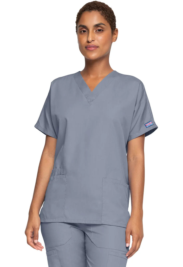 Cherokee Scrubs Women's 3-Pocket V-Neck Top Grey | scrub-supply.com