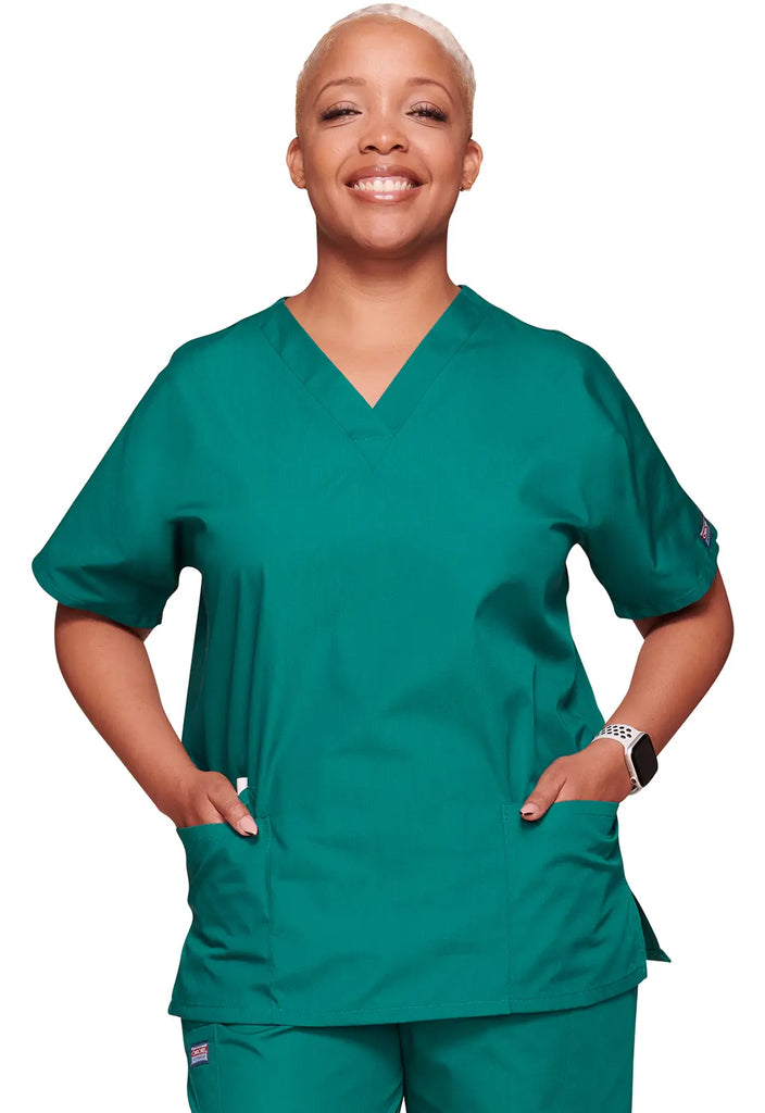 Cherokee Scrubs 3-Pocket V-Neck Top Hunter Green | scrub-supply.com