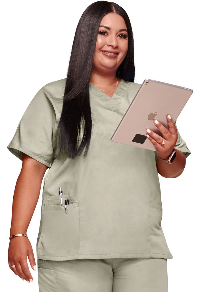 Cherokee Scrubs 3-Pocket V-Neck Top Khaki | scrub-supply.com