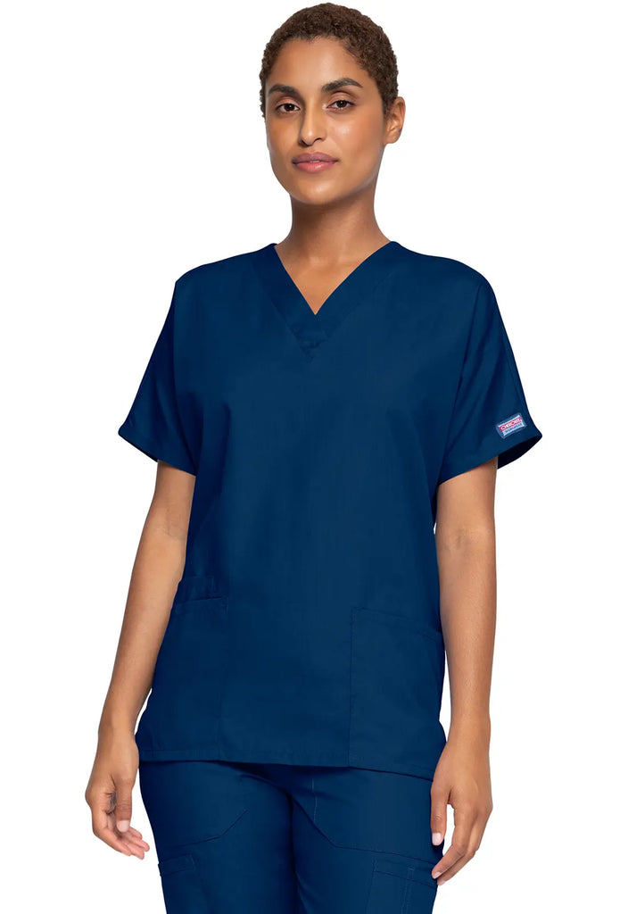 Cherokee Scrubs Women's 3-Pocket V-Neck Top Navy | scrub-supply.com