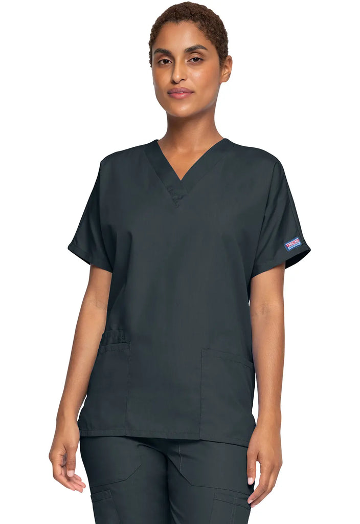 Cherokee Scrubs Women's 3-Pocket V-Neck Top Pewter | scrub-supply.com