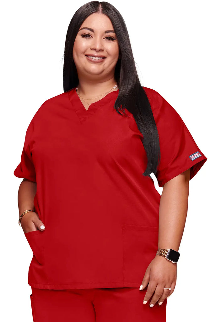 Cherokee Scrubs 3-Pocket V-Neck Top Red | scrub-supply.com