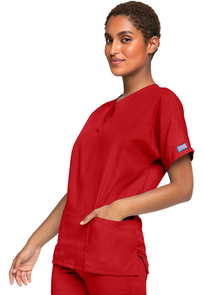 Cherokee Scrubs Women's 3-Pocket V-Neck Top Red | scrub-supply.com