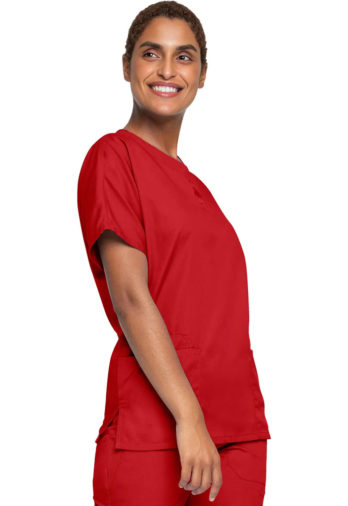 Cherokee Scrubs Women's 3-Pocket V-Neck Top Red | scrub-supply.com