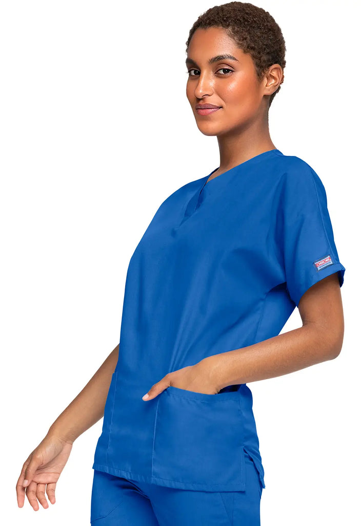 Cherokee Scrubs Women's 3-Pocket V-Neck Top Royal Blue | scrub-supply.com