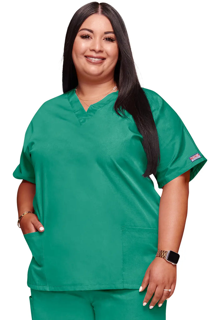 Cherokee Scrubs 3-Pocket V-Neck Top Surgical Green | scrub-supply.com