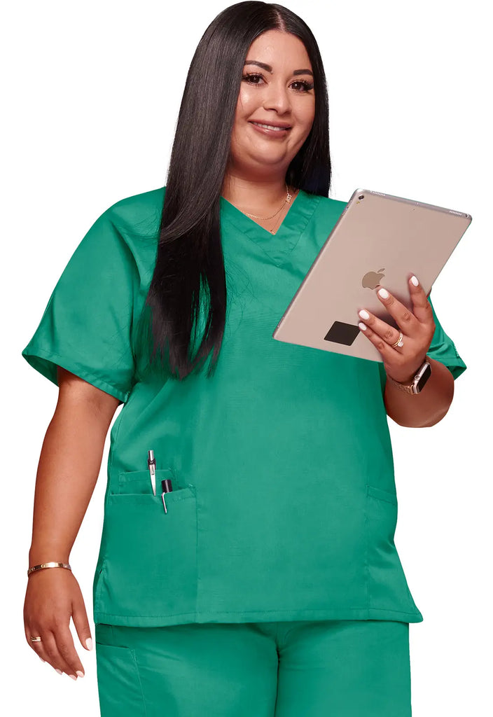 Cherokee Scrubs 3-Pocket V-Neck Top Surgical Green | scrub-supply.com