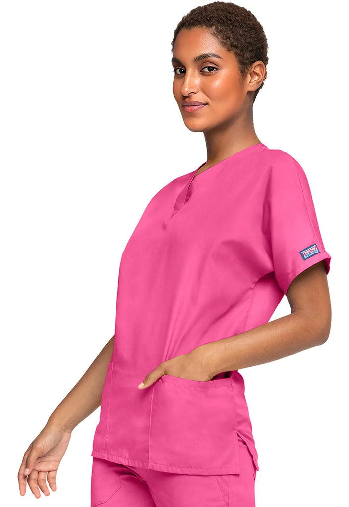 Cherokee Scrubs Women's 3-Pocket V-Neck Top Shocking Pink | scrub-supply.com