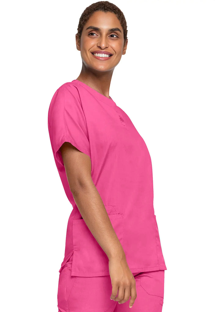 Cherokee Scrubs Women's 3-Pocket V-Neck Top Shocking Pink | scrub-supply.com