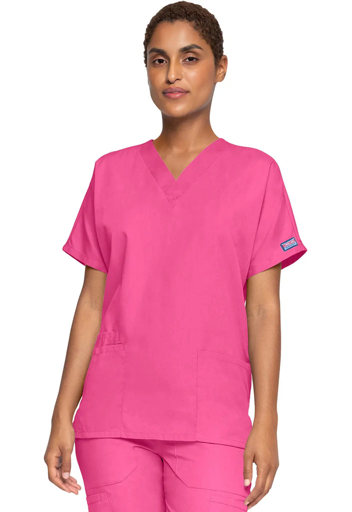 Cherokee Scrubs Women's 3-Pocket V-Neck Top Shocking Pink | scrub-supply.com