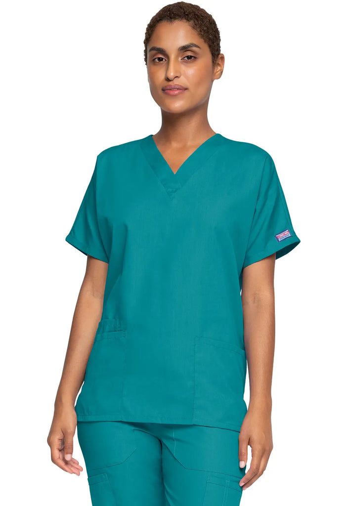 Cherokee Scrubs Women's 3-Pocket V-Neck Top Teal | scrub-supply.com