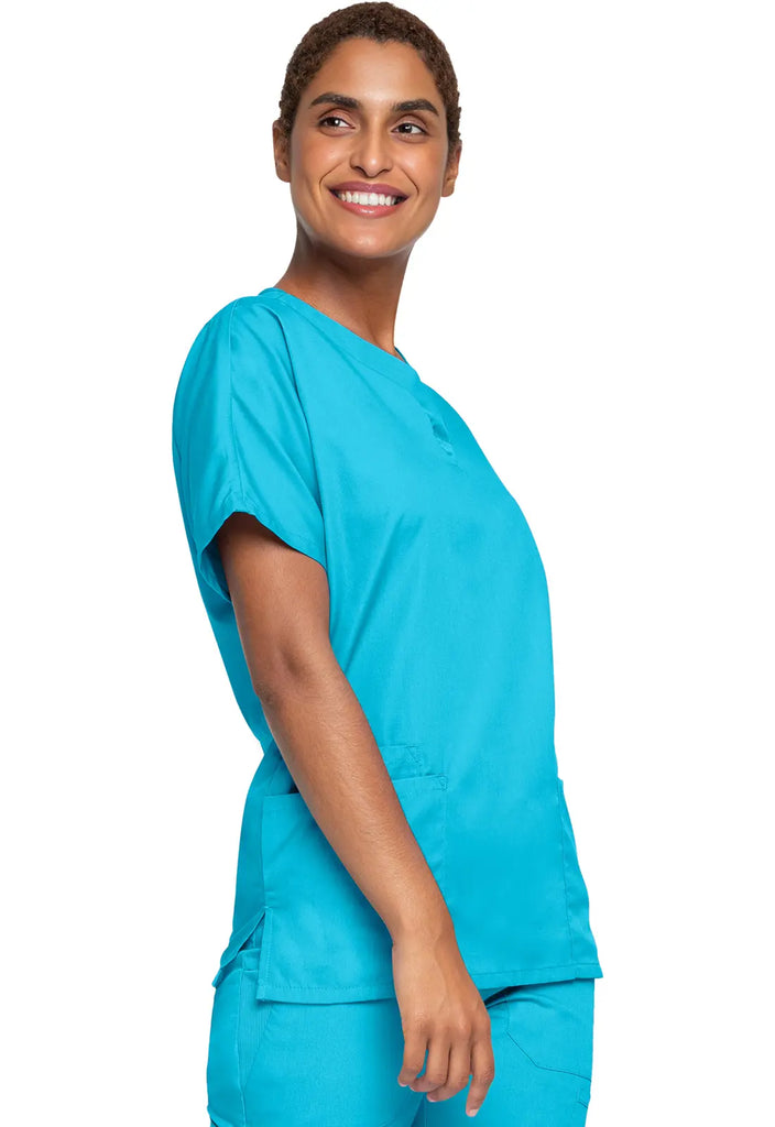 Cherokee Scrubs Women's 3-Pocket V-Neck Top Turquoise | scrub-supply.com