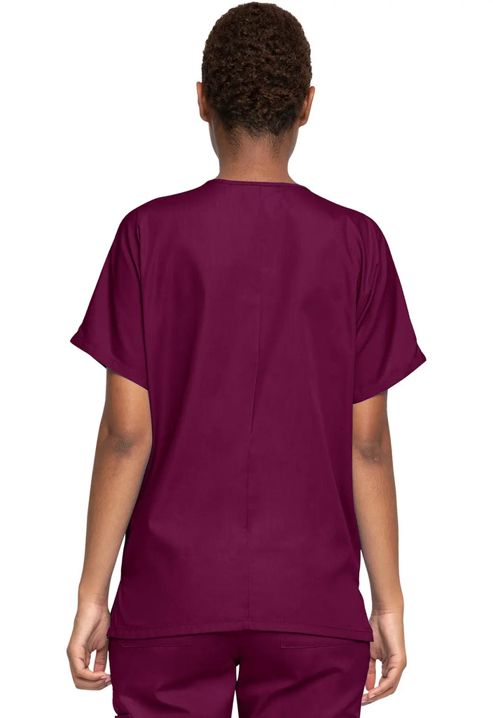 Cherokee Scrubs Women's 3-Pocket V-Neck Top Wine | scrub-supply.com