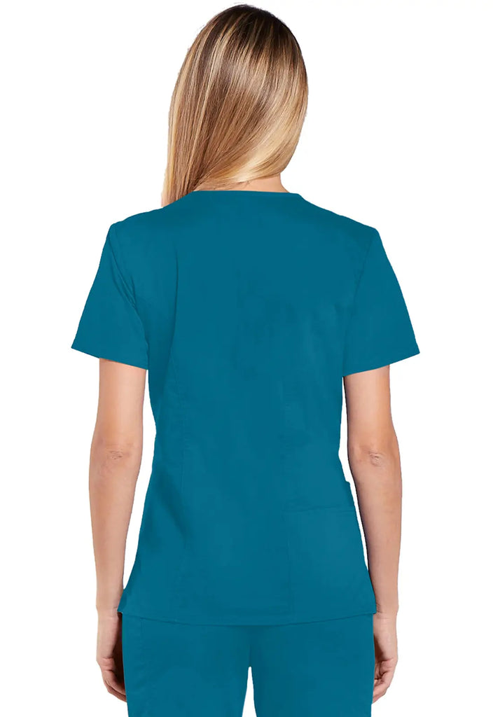 Cherokee Scrubs Women's 4-Pocket V-Neck Top Caribbean Blue | scrub-supply.com