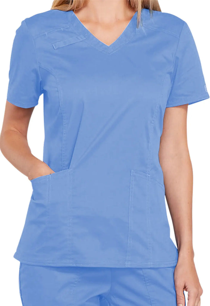 Cherokee Scrubs 4-Pocket V-Neck Top Ceil Blue | scrub-supply.com