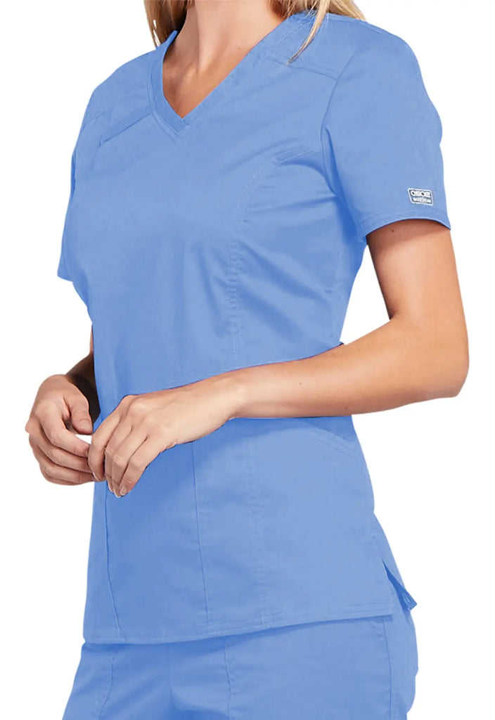 Cherokee Scrubs 4-Pocket V-Neck Top Ceil Blue | scrub-supply.com