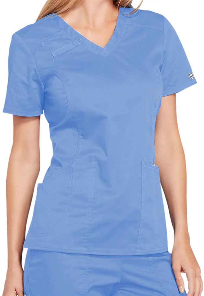 Cherokee Scrubs 4-Pocket V-Neck Top Ceil Blue | scrub-supply.com