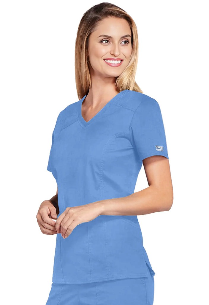 Cherokee Scrubs Women's 4-Pocket V-Neck Top Ceil Blue | scrub-supply.com