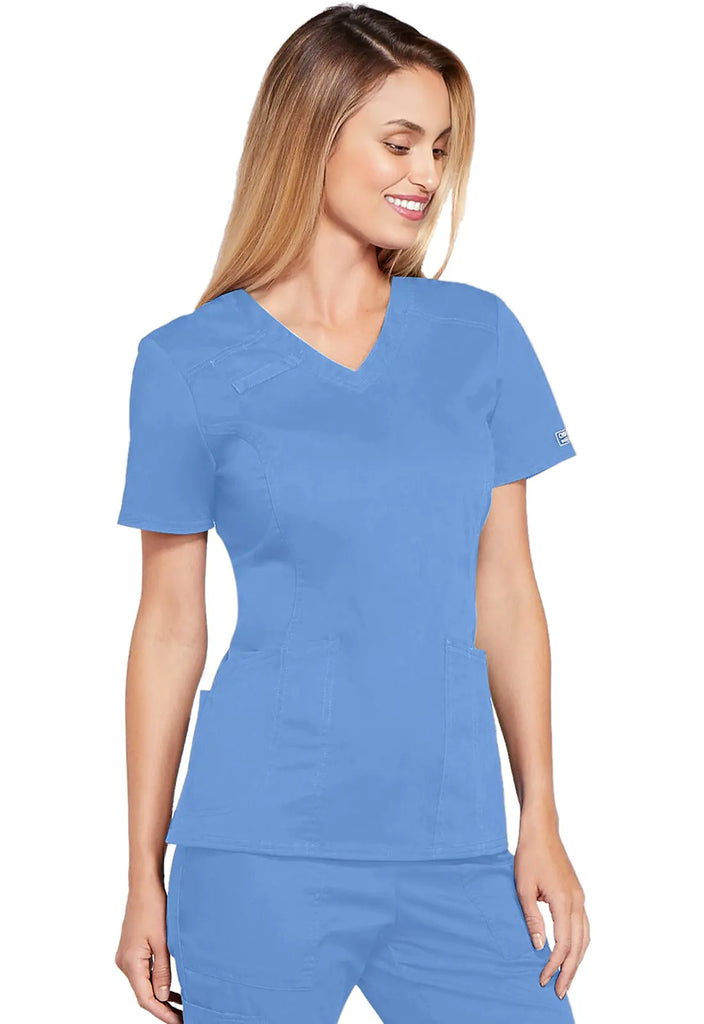 Cherokee Scrubs Women's 4-Pocket V-Neck Top Ceil Blue | scrub-supply.com