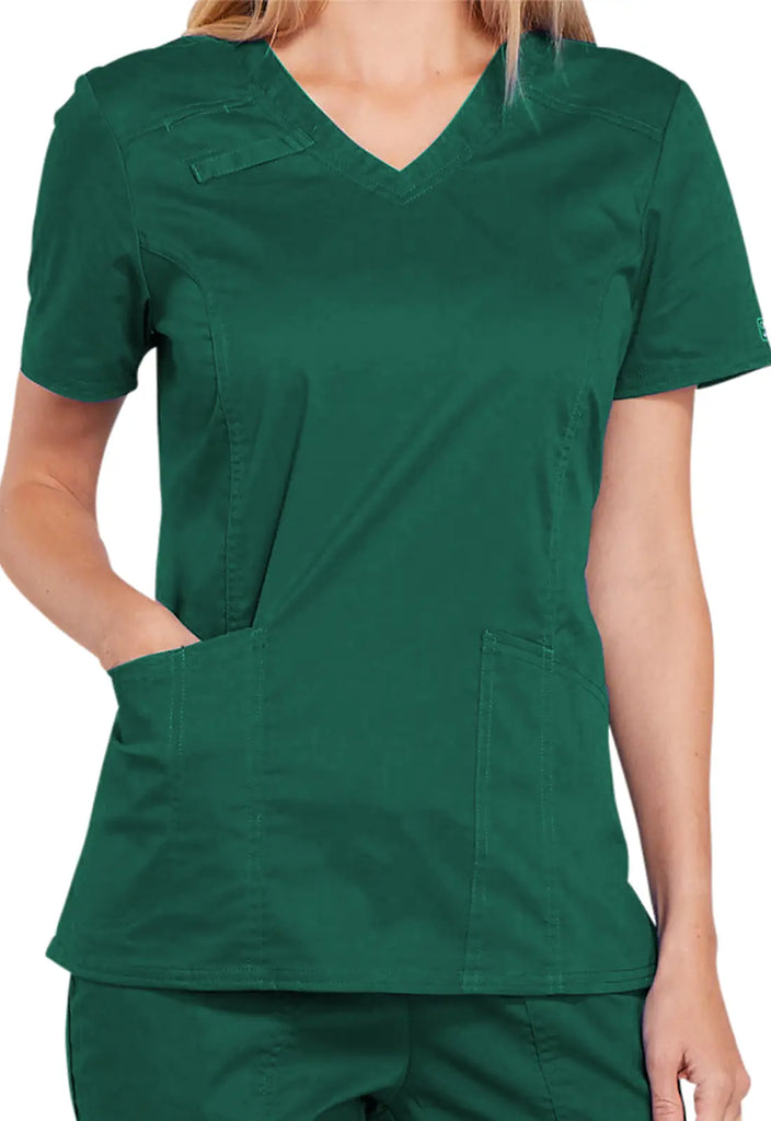 Cherokee Scrubs 4-Pocket V-Neck Top Hunter Green | scrub-supply.com