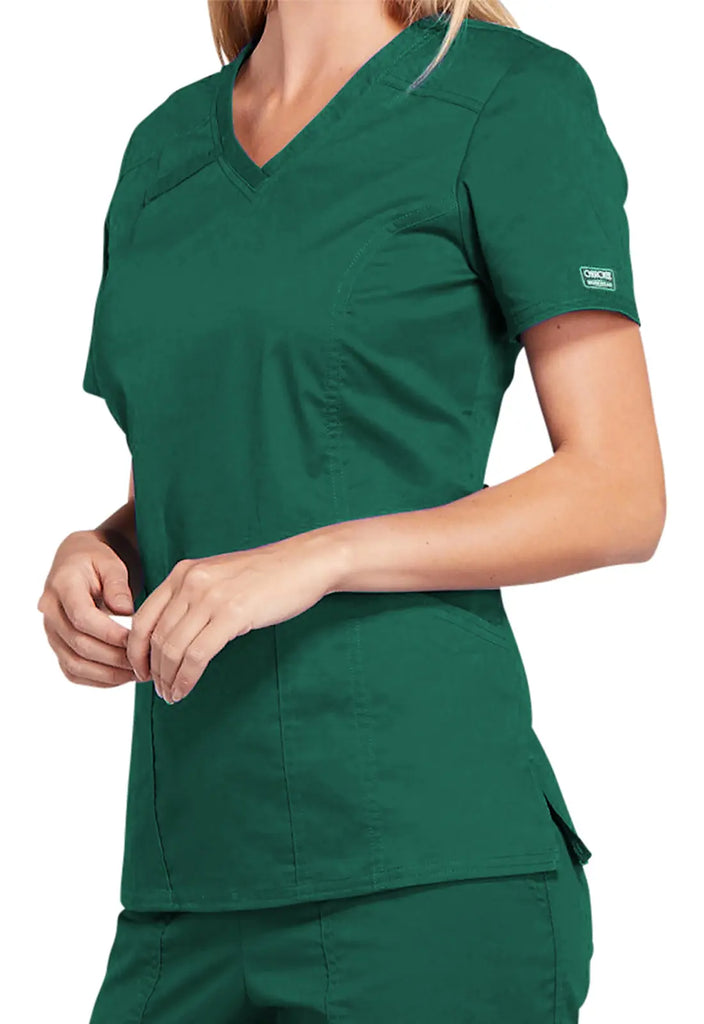 Cherokee Scrubs 4-Pocket V-Neck Top Hunter Green | scrub-supply.com