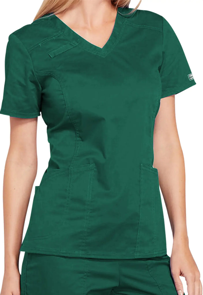 Cherokee Scrubs 4-Pocket V-Neck Top Hunter Green | scrub-supply.com