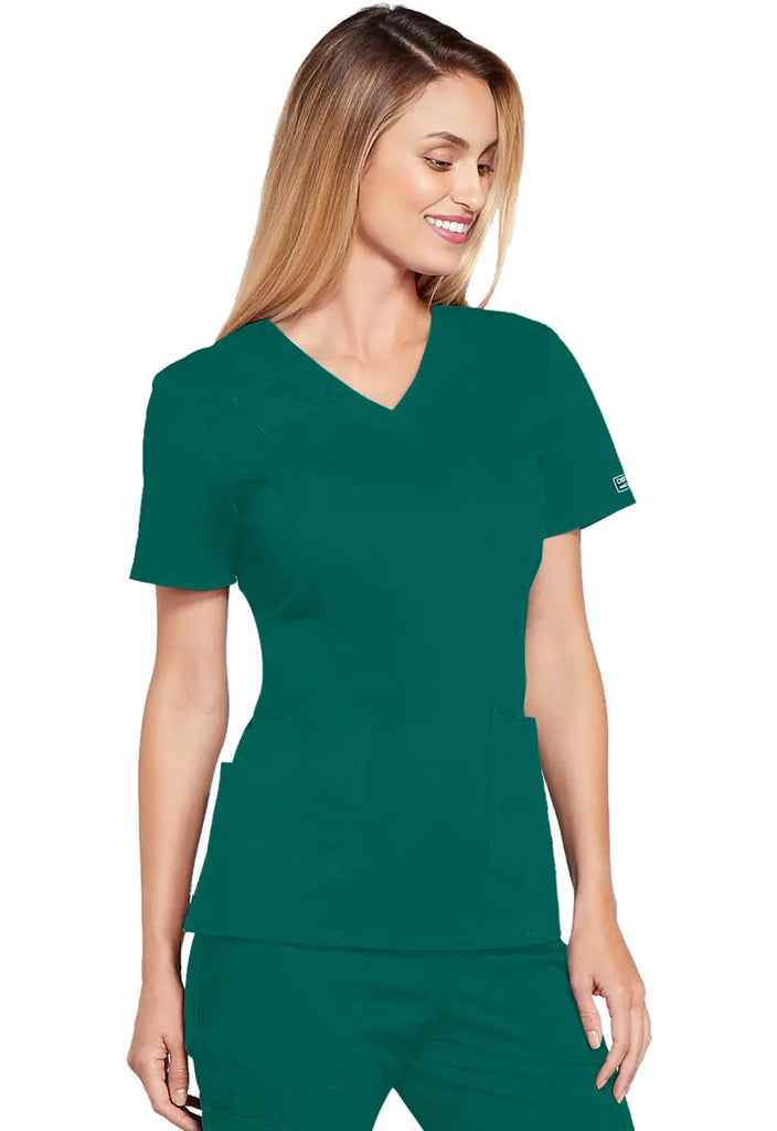 Cherokee Scrubs Women's 4-Pocket V-Neck Top Hunter Green | scrub-supply.com