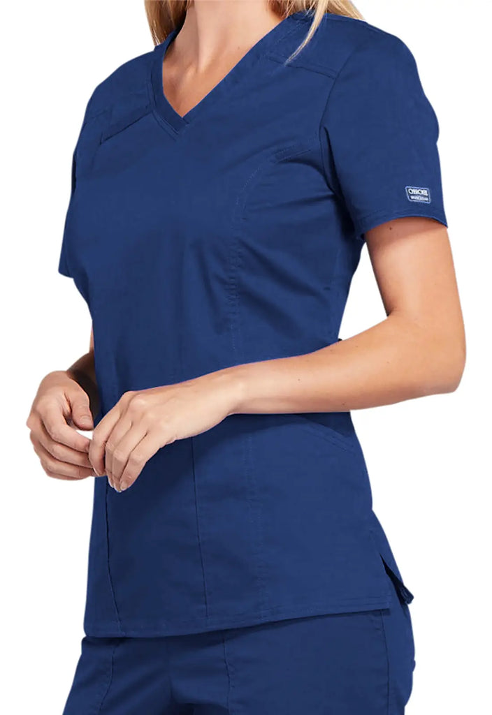 Cherokee Scrubs 4-Pocket V-Neck Top Navy | scrub-supply.com