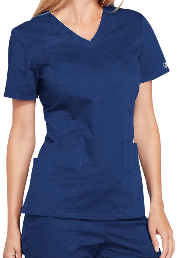 Cherokee Scrubs 4-Pocket V-Neck Top Navy | scrub-supply.com