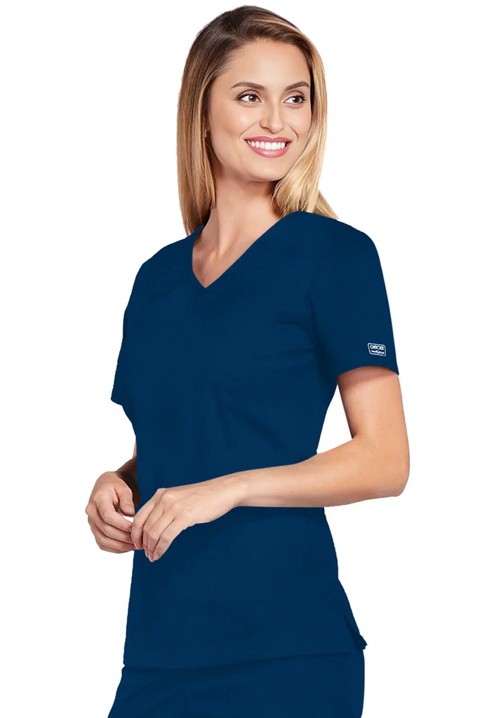 Cherokee Scrubs Women's 4-Pocket V-Neck Top Navy | scrub-supply.com