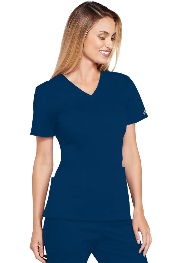 Cherokee Scrubs Women's 4-Pocket V-Neck Top Navy | scrub-supply.com