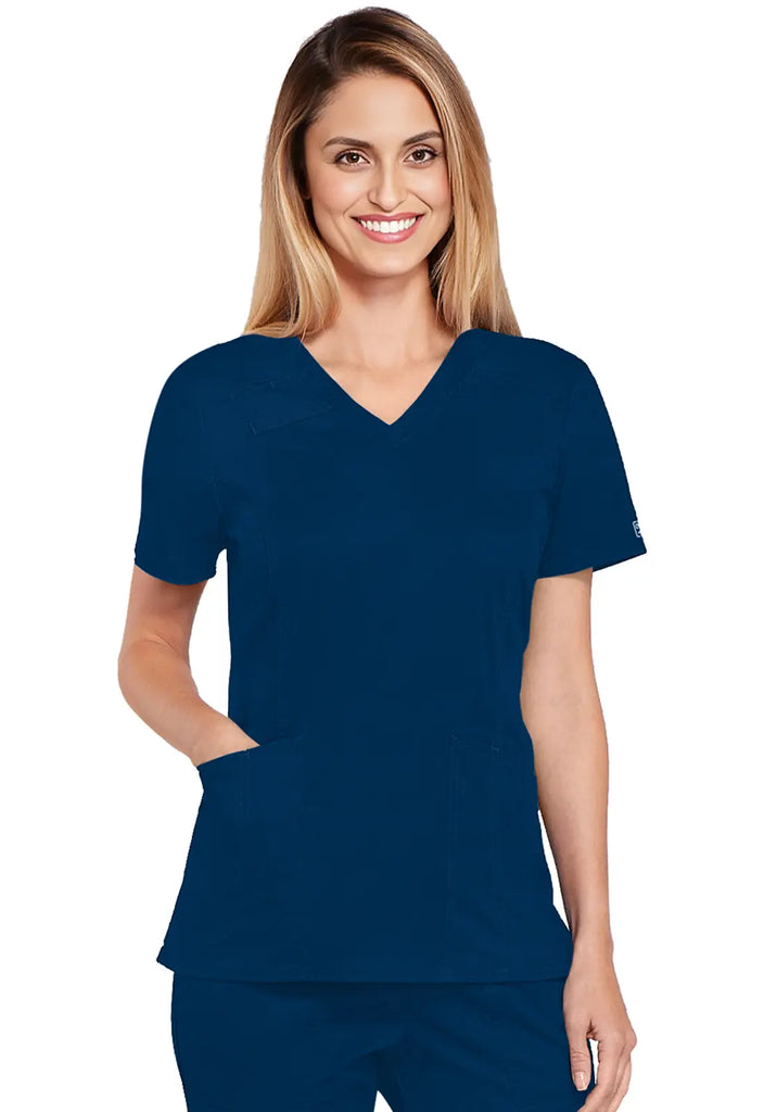 Cherokee Scrubs Women's 4-Pocket V-Neck Top Navy | scrub-supply.com